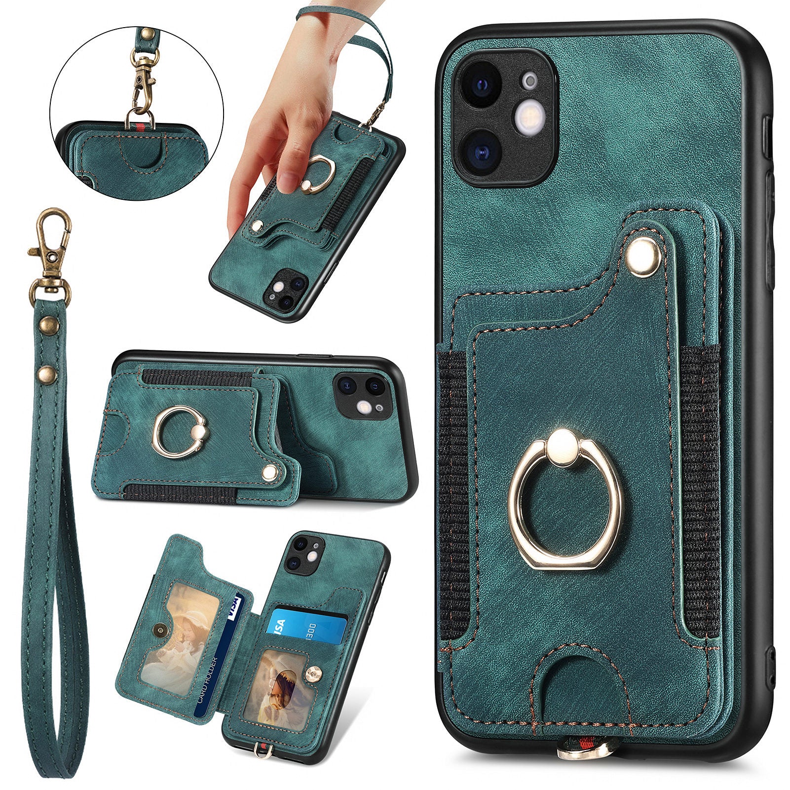 For iPhone 11 Card Holder RFID Blocking Phone Case PU Leather Coated PC+TPU Kickstand Cover For iPhone 11 Card Holder RFID Blocking Phone Case PU Leather Coated PC+TPU Kickstand Cover